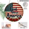 2D Flat, 1pc Heavy-Duty Retro God Bless America Round Metal Sign - Vintage Aluminum Wall Decor Suitable for Home, Office, Garage, 4th of July Gift