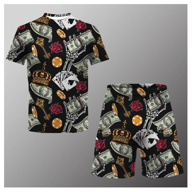 Letní pánské triko Dollar Souprava šortky Sportovní oblečení Neformální Móda Běžecký oblek Outdoorové oblečení Pánské streetwear