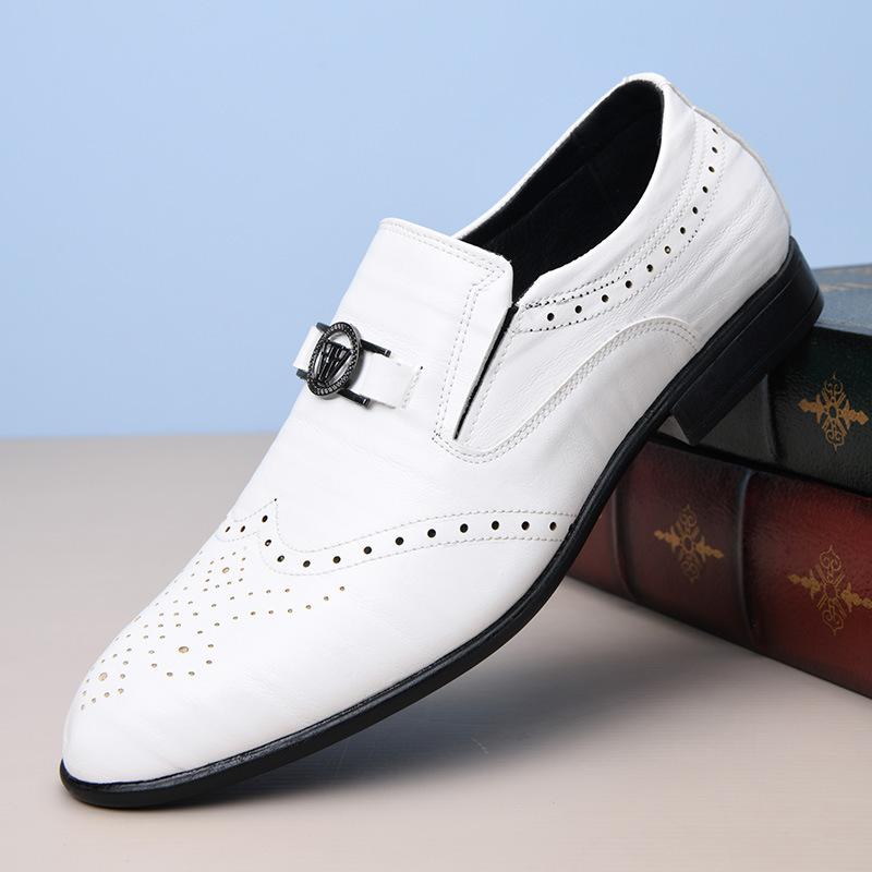 Spring and autumn new Brock glove shoes men's business retro one-pedal lazy shoes casual leather shoes men's formal wear