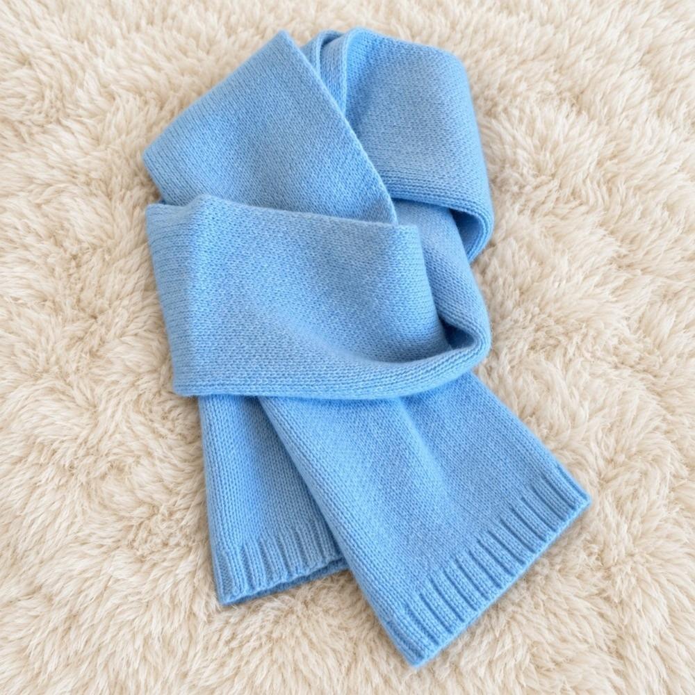Solid Color Pure Wool Scarf Skin-Friendly Neck Warmer Wrap Wool Knitted Scarf  Autumn Winter