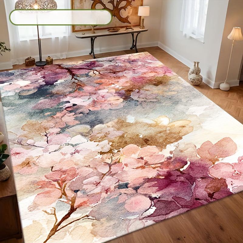 

1pcs, Cherry Blossom Pattern Printing Carpet, Soft, Anti-slip, High-flow Area Floor Mat, for Living Room Bedroom Decor 40x60cm