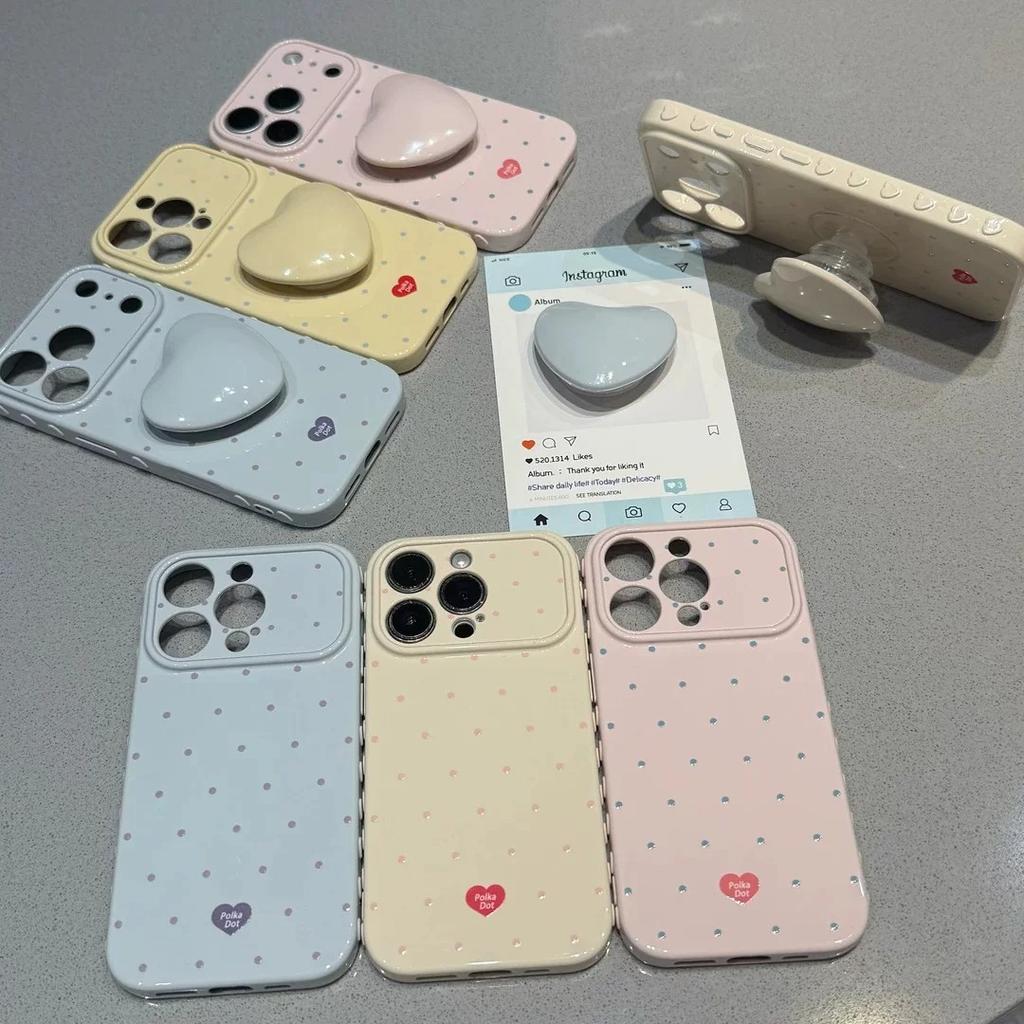 Candy Color Polka Dot Love, Suitable for iPhone15 Mobile Phone Case, Second Change Apple 17 Girl Side Love Soft Case 13