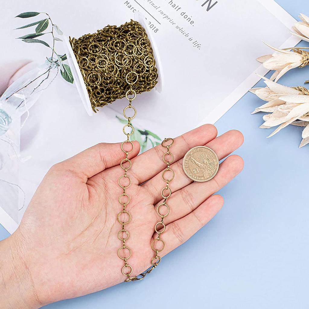 arricraft 10m/32.80 Feet Antique Bronze Chains, Brass Handmade Chains Unwelded Metal Chains Chain Roll for Necklace Jewelry Accessories DIY Making,