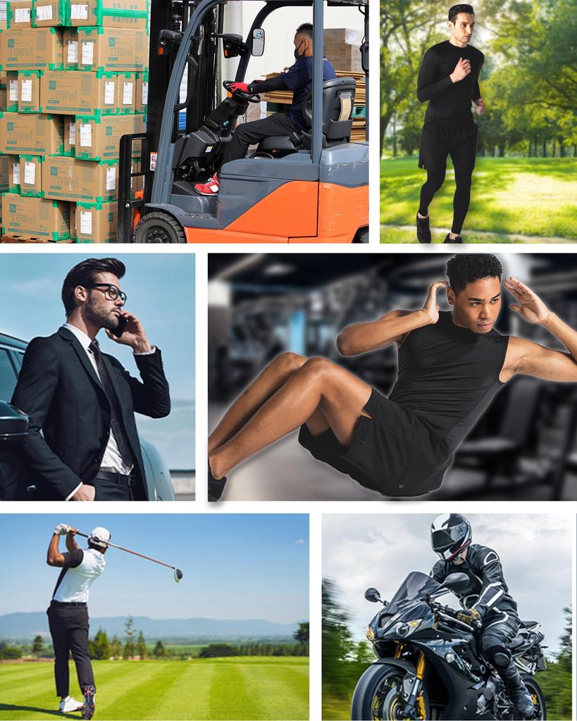 Astraia Avant Compression Long High Size Men's Wear, Sleeve, Neck, 3L, Black, AA29-00-3L