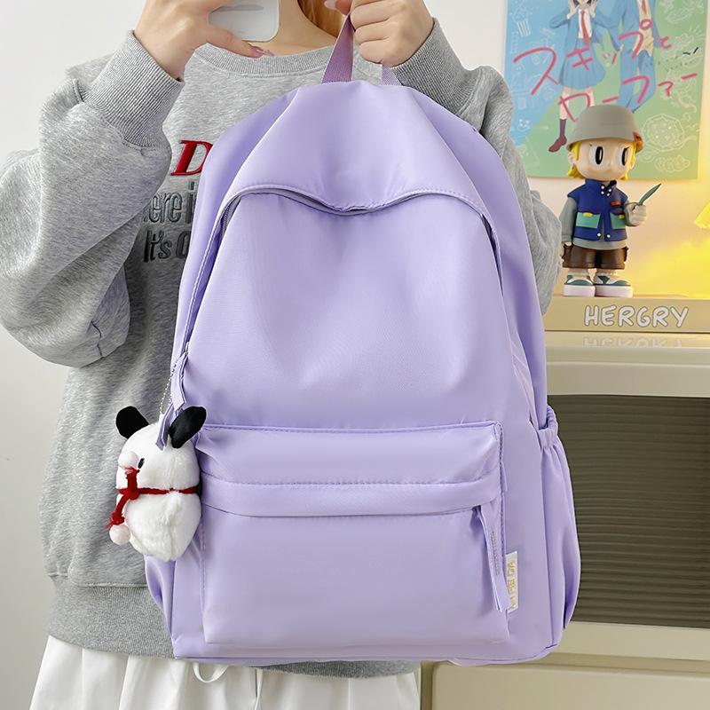 Schoolbag Schoolbag Female College Student Korean Version Ins Large Capacity Simple Solid Color Backpack Junior High School Student Backpack Boys and