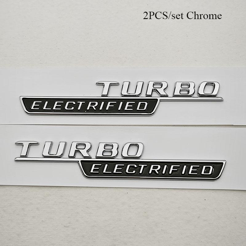 

2PCS 3D TURBO ELECTRIFIED Fender Badge Emblem Logo Sticker For Mercedes Benz AMG W206 C63 Hybrid Car Styling Accessories