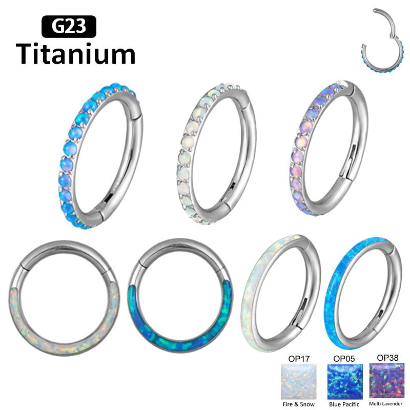 G23 Titan Opal Stein Hohe Segmentringe Offen Kleine Nasen Septum Clicker Ohrringe Tragus Helix Piercing Körperschmuck Ring Stecker