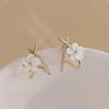 Kleine Mini Blumen Muschel Kreuz Ohrringe für Damen Koreanischer Stil Süße Vielseitige Ohrringe