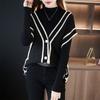 Vest Women's Autumn New V-neck Color blocked Sleeveless Sweater Coat Women's Loose Bat Sleeve Knitted Cardigan Shoulder