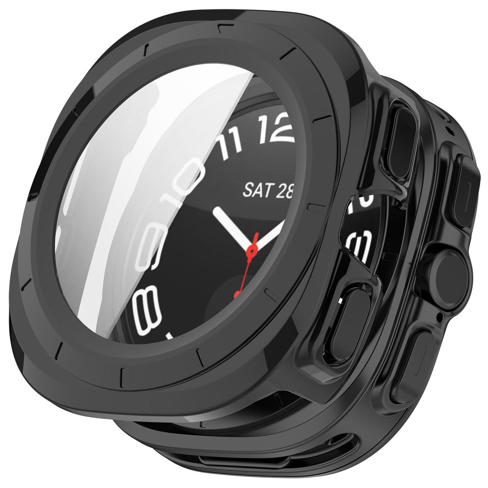

For Samsung Galaxy Watch Ultra 47mm PC Watch Case Anti-Scratch Cover with Tempered Glass Film A