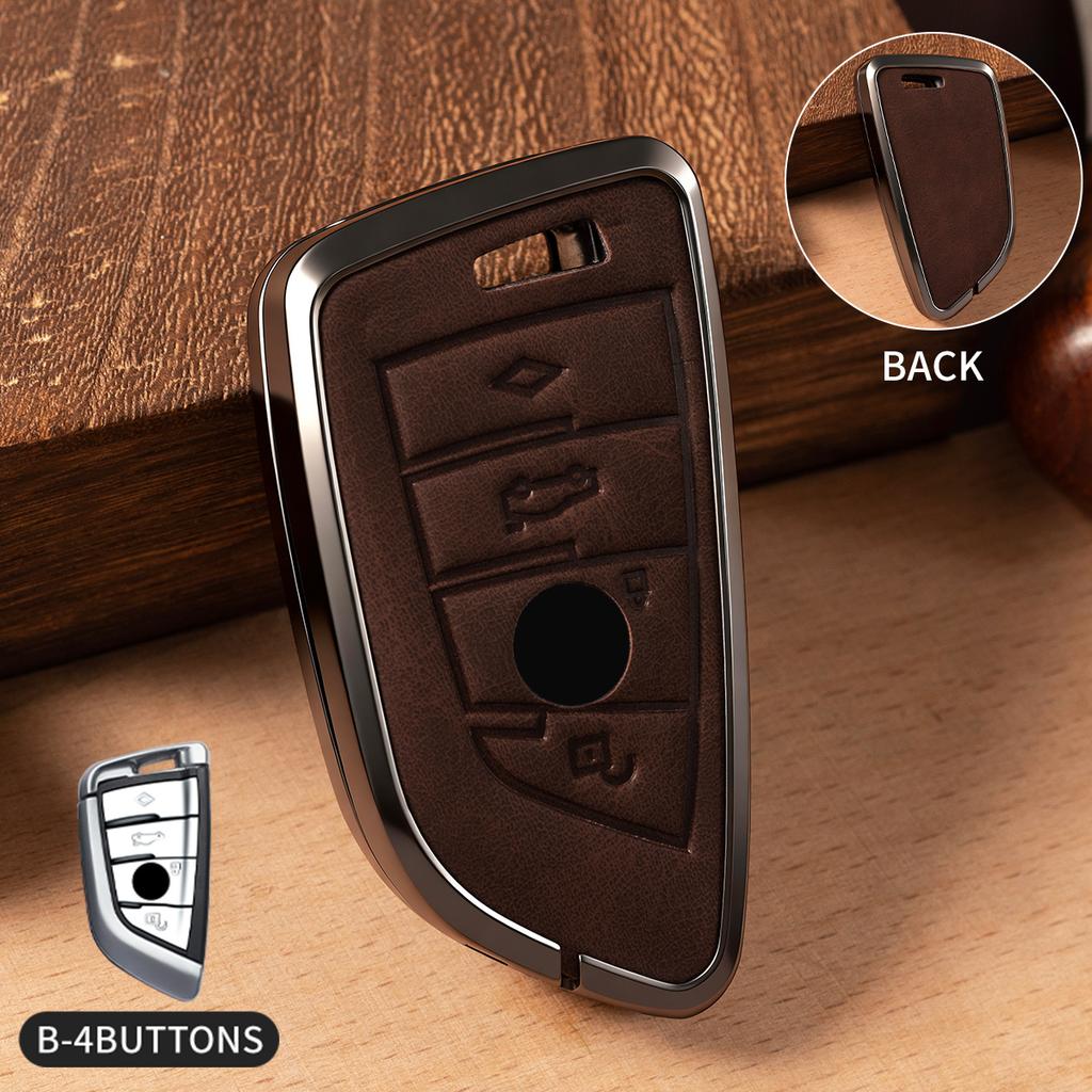 Car Accessories Zinc Alloy Leather Key Case Cover Chain for BMW X1 X3 X4 X5 F15 X6 F16 G30 7 Series G11 F48 F39 520 525 F30 118i