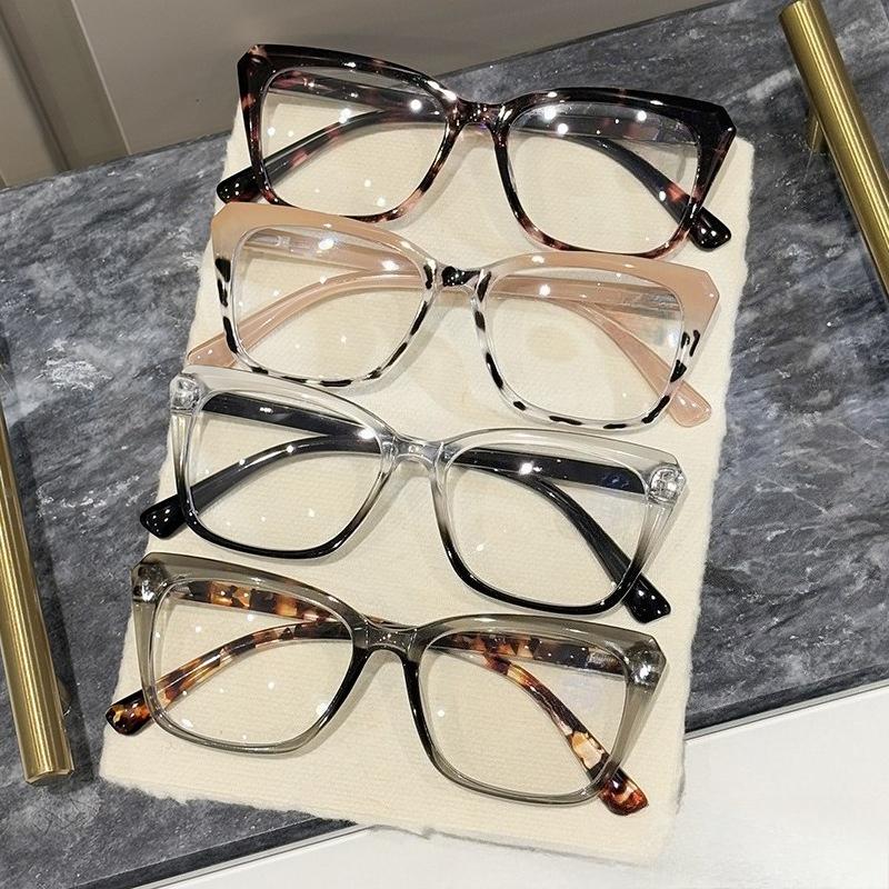 Fashionable Square-Frame Blue Light Blocking Presbyopia Glasses Large Frames Comfortable High-Definition Women Reader Eyewear 0 To +4.0