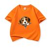 Kids Cotton T Shirt Cute Beagle Puppy Dog Zipper Print Crew Neck Short Sleeve Tee Casual Breathable Boys Girls Summer Tops
