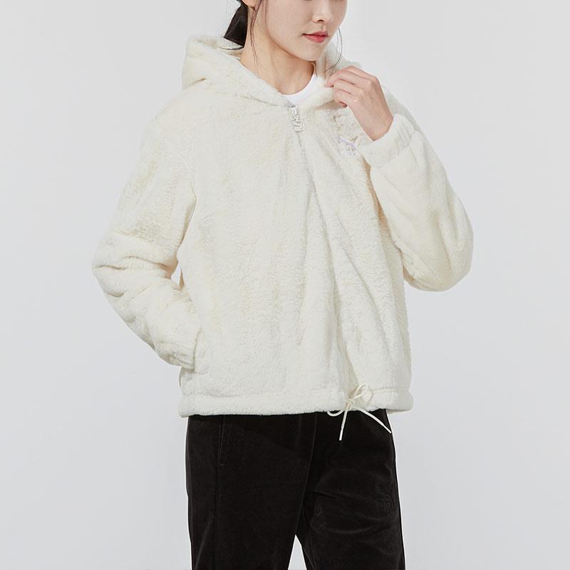 Puma Faux Fur Warm Hooded Jacket Women Jacket Ivory-White 533127-73