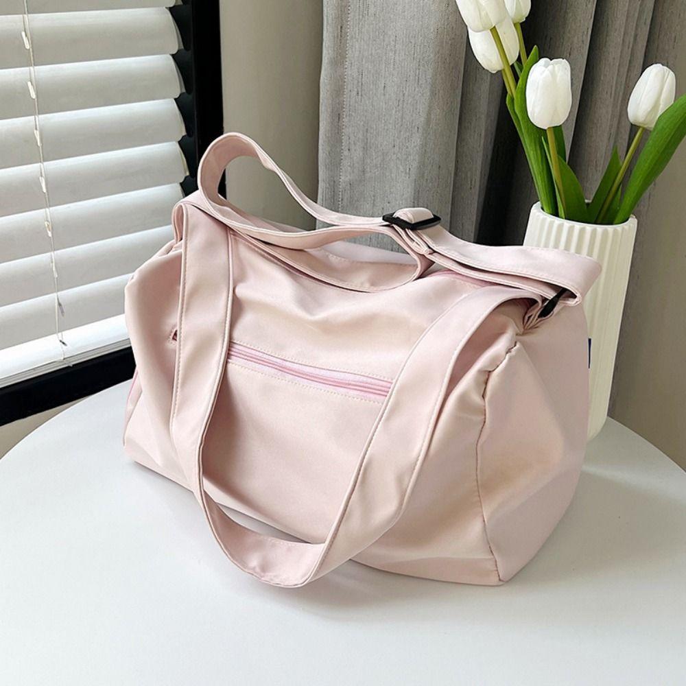 Solid Color Sports Shoulder Bag Canvas Gym Fitness Bag Fashionable Luggage Bag  Yoga