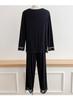 Lace Long Sleeve Pajama Set: Women's Loose-Fit Autumn/Winter Wear, Versatile for Outdoor Use.