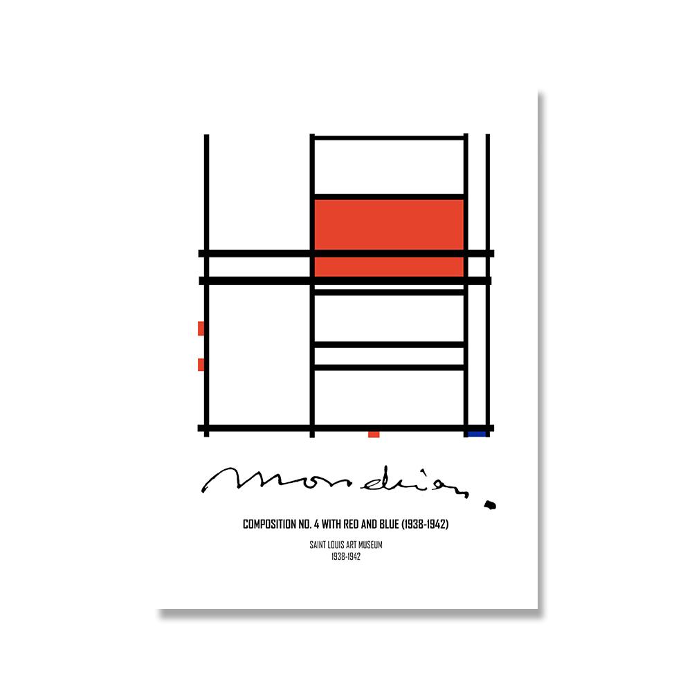 

Абстракція Піта Мондріана. Геометричне настінне мистецтво. Полотно. Nordic Posters Painting and Prints Paintings for Living Room Modern Decor 50x80cm No Framed