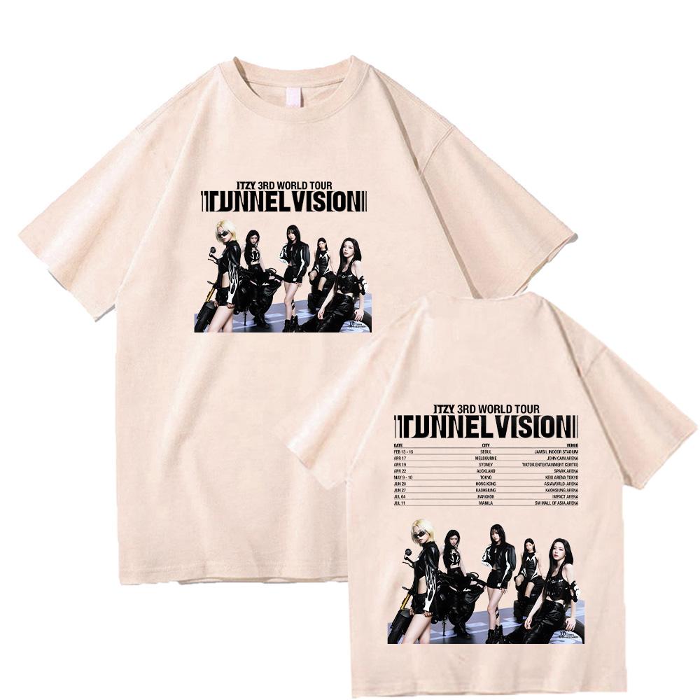 ITZY 3Rd World Tour Print T Shirt New Fashion Kpop Men Women Streetwear Casual Breathable Cotton Tees Round Neck Short Sleeve Tops