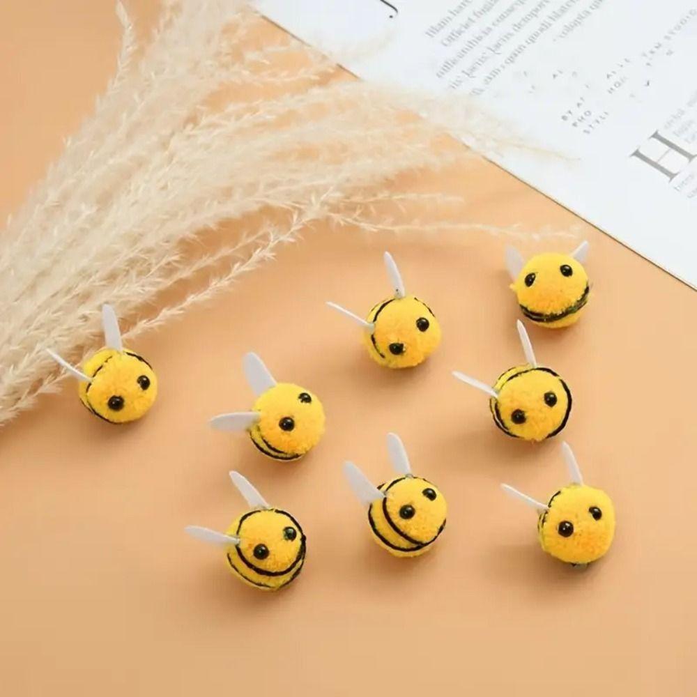 10pcs Yellow Wool Felt Little Bee Clothing Decor Felt Ball Creative Mini Bee Cute Artificial Bees Crafts Clothing Decor