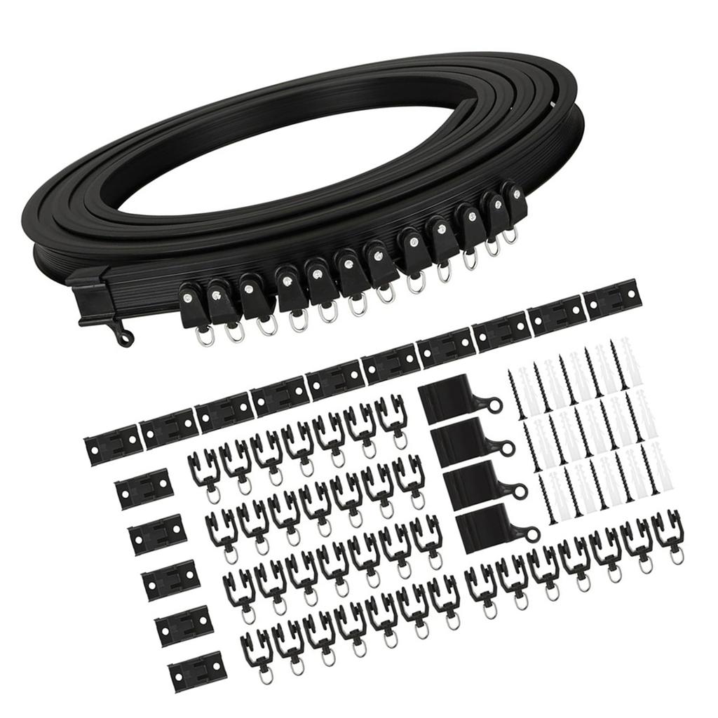 Multipurpose 5 Meter Ceiling Mount Curtain Rails Kits with Rollers Set for Privacy and Window Treatments Home and Office