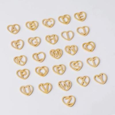 Stainless Steel Heart-Shaped Letter Pendant for DIY Jewelry