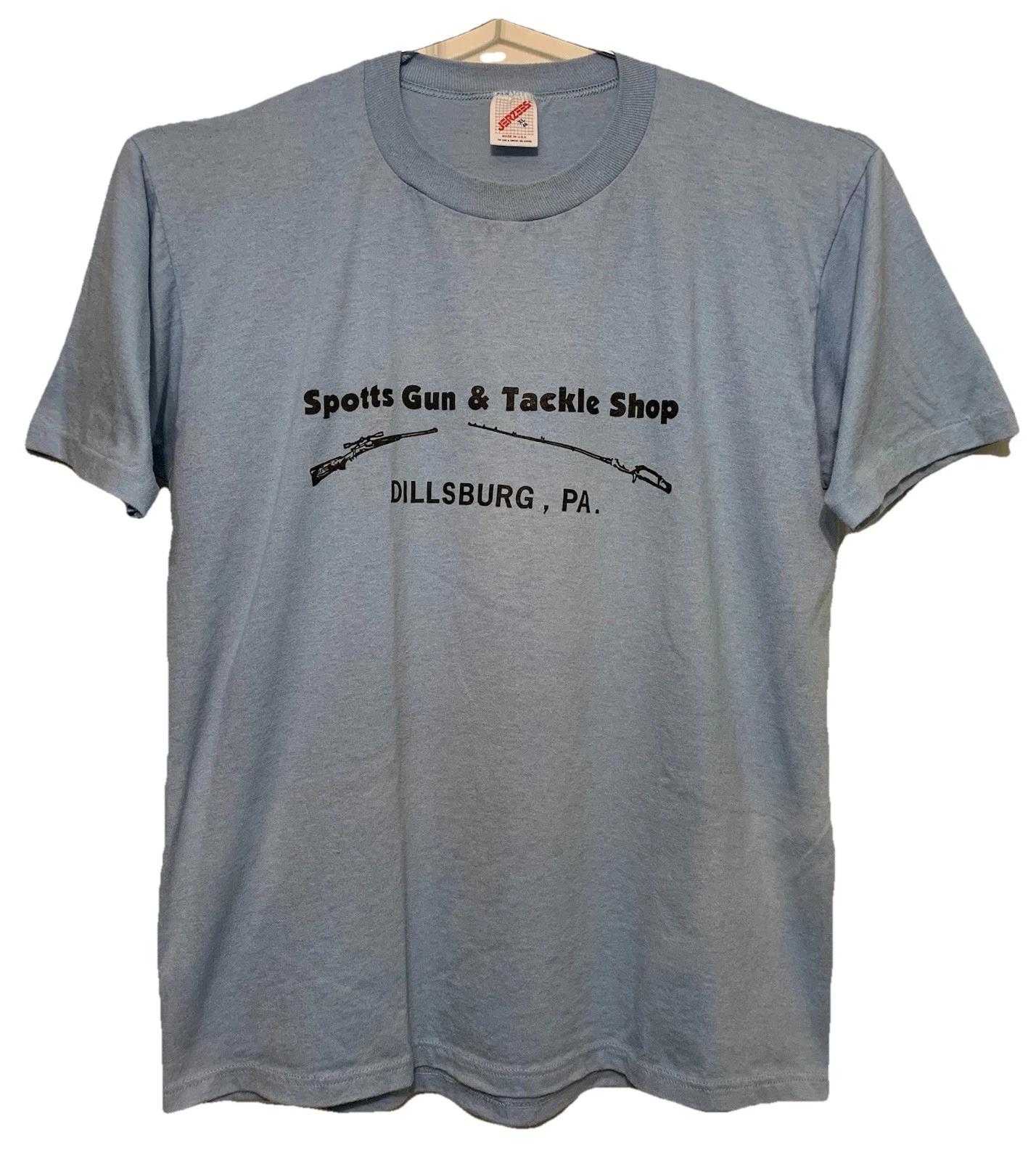 

Vtg 1980s Spotts Gun & Tackle Shop T-Shirt XL Dillsburg PA Single Stitch USA M