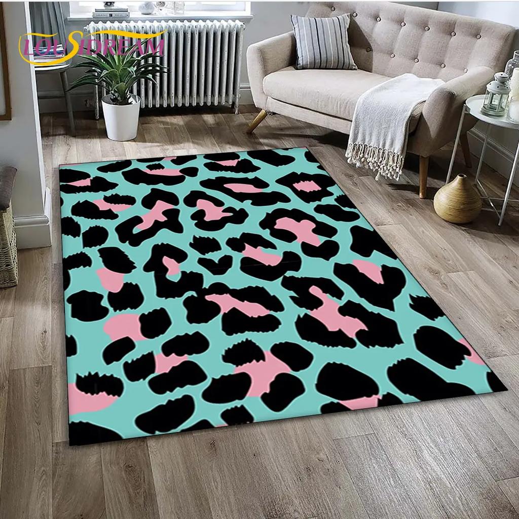 Wild Leopard Print 3D Series Area Rug,Carpet Rug for Home Living Room Bedroom Sofa Doormat Kitchen Decor,kids Non-slip Floor Mat
