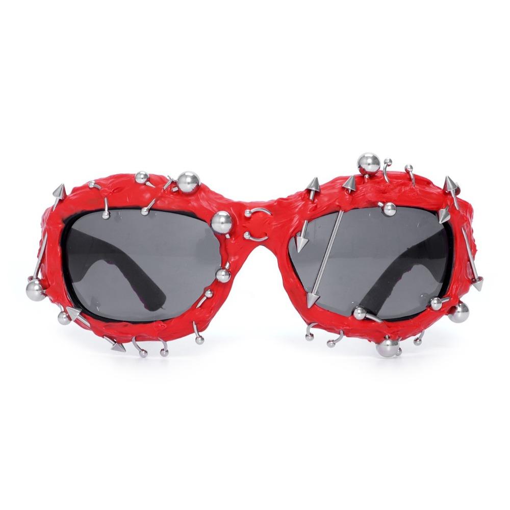 Face Small Sunglasses Street Punk Rivets Metal Color Sunglasses Trendy Glasses