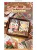 Retro Floral Imprint Greeting Journal Gift Box with English Stickers