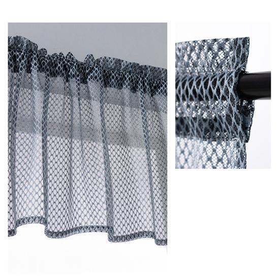 Yousheng Short Curtain Wear Rod Style Scratch-Proof Wrinkle-resistant Non-fading Tear-Resistant Rhombus Lace Mesh Short Curtain for Cafe