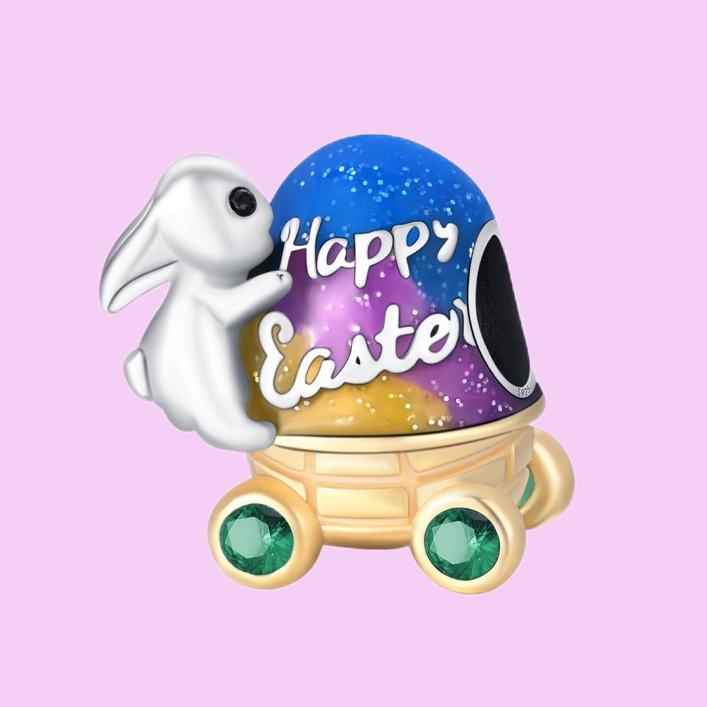 Pendant Charm Bead Copper Colorful Bunny Egg Beads Fit Original Bracelet For Jewelry Making Valentine'S Day Gift