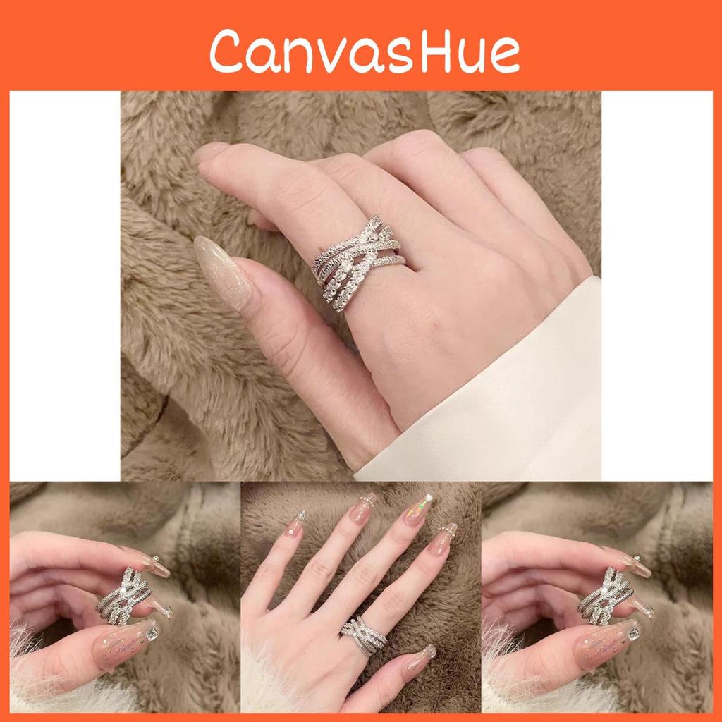 Exquisite Adjustable Open Ring For Women Featuring Unique Zirconia In Geometric Style