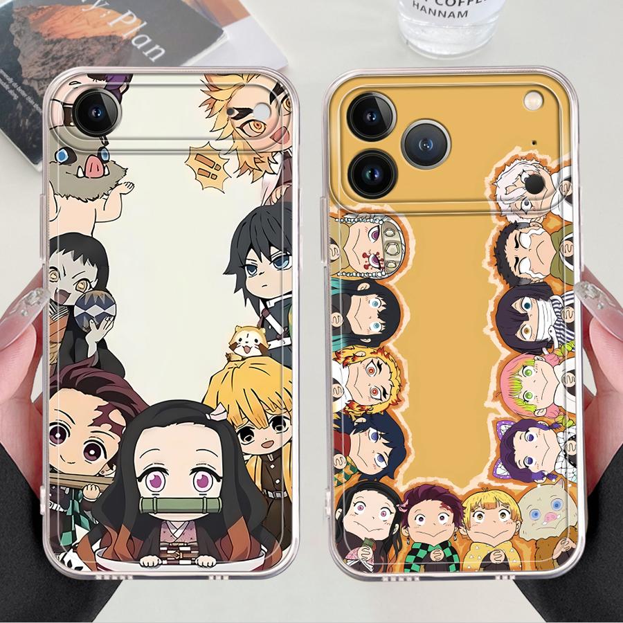 Soft Phone Cover Case for iPhone 17 Pro Max XR 15 11 16 XS Max 13 Pro 12 Mini Air 14 Plus 7 8 D-Demon S-Slayer Cute
