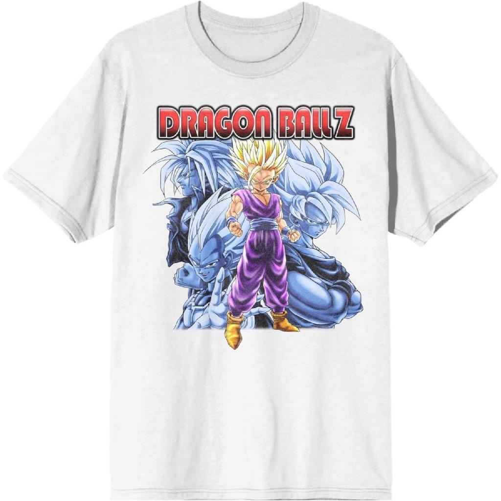Bioworld Dragon Ball Z Gohan Super Saiyan Posizione di Gruppo T-Shirt Bianca da Uomo