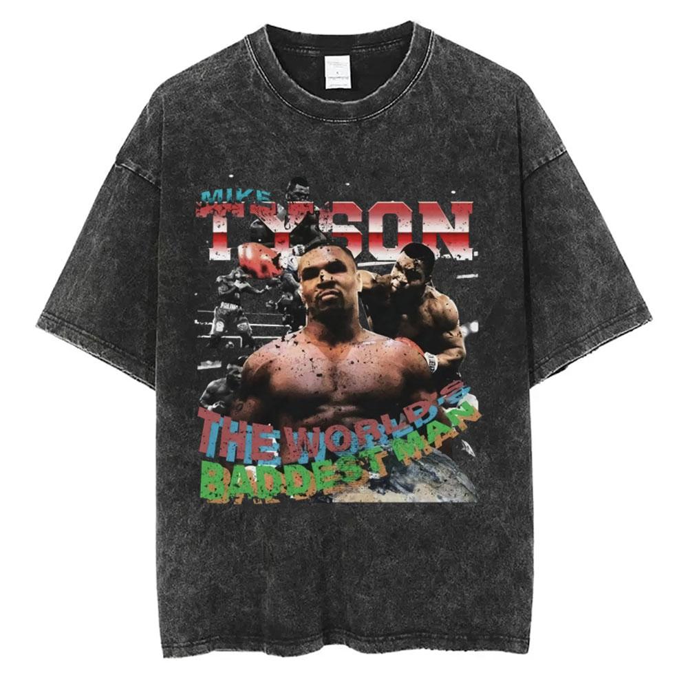 Gewaschenes Vintage Mike Tyson Prime Merch T-Shirt Herrenkleidung Hip Hop Gothic Rock T-Shirt Herren Fitnessstudio Übergroße T-Shirts Oberteile