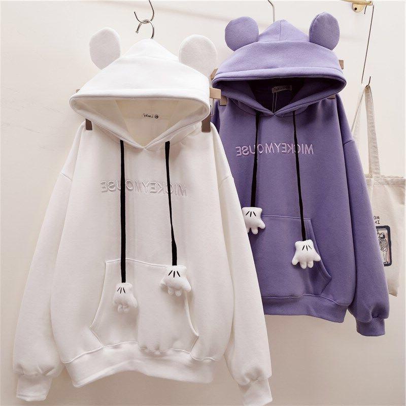 Sweater Female Version Adorable Student Everyday Fleece Hooded Relaxed Fit Coat Trendy