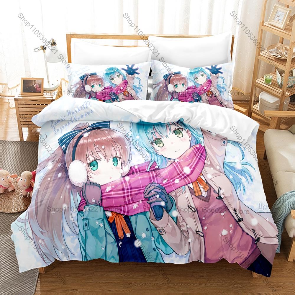 Aikatsu! Anime Bedding Set 3PCS Soft Microfiber Duvet Cover Pillowcases Cute Idol Printed Bed Set for Kids Girls Bedroom Decor
