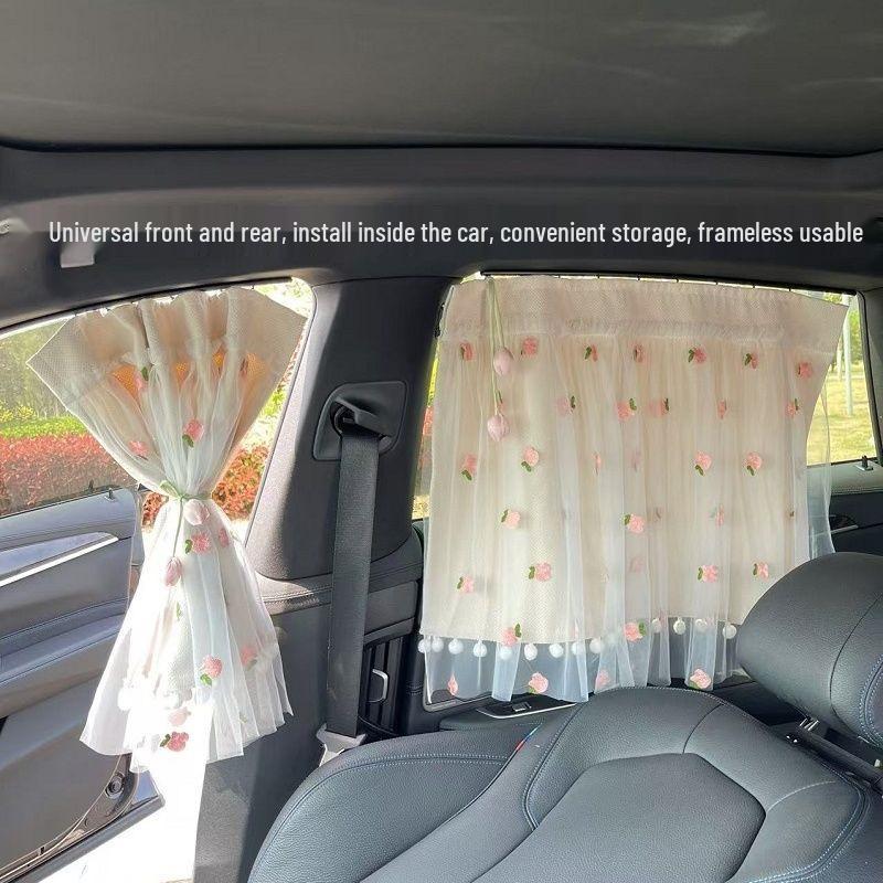 Complete Blackout Car Sun Shade Curtains for Interior Heat Insulation & Baby Sun Protection, Side Clip-in Sliding Rail