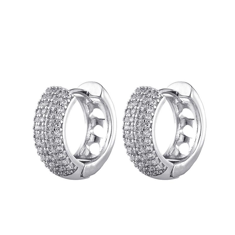 Luxury AAAA Zirconia Round Huggie Hoop Earrings For Women Geometric Ear Buckle Wedding Engagement Party Trendy Classic Zircon