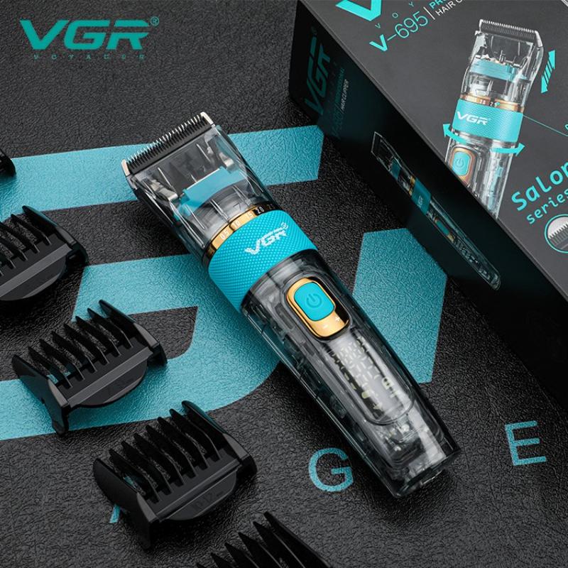 New VGR V-695 Professional Transparent Body Hair Clipper Barber IPX7 Waterproof Hair Cutting Machine Haircut Oil Head Clipper Home Beard Shaver