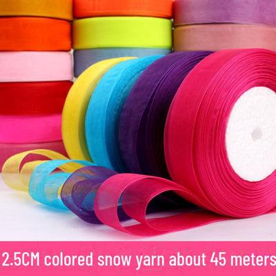 2.5cm Wide Transparent Snow Yarn Satin Ribbon for DIY Crafts and Hair Accessories