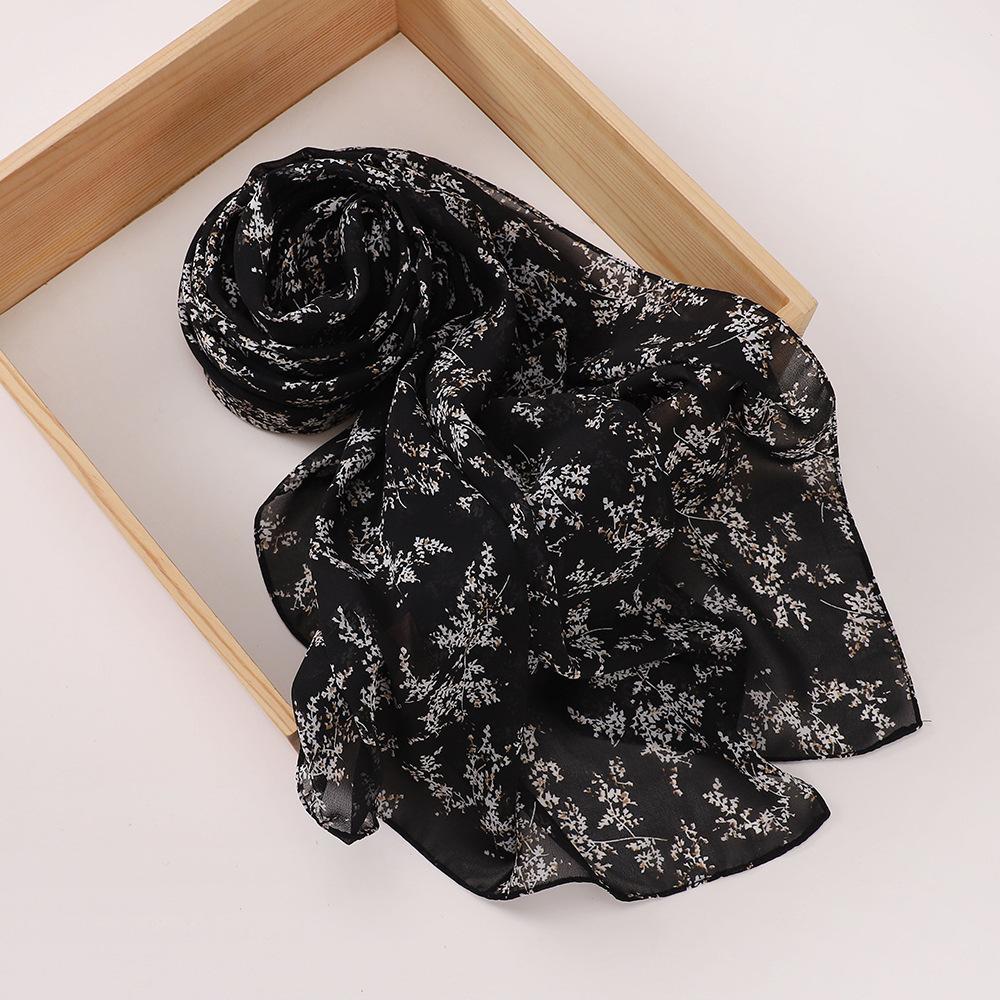 New Printed Hijabs Shawl Bubble Chiffon Hijabs Woman Design Flower Shawls Muslim Scarves Headscarf Wraps Turbans Long Scarves