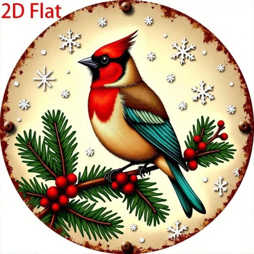 Metal Art Winter Cardinal Bird Wall Decor Kitchen Cafe Home Ornament 20x20