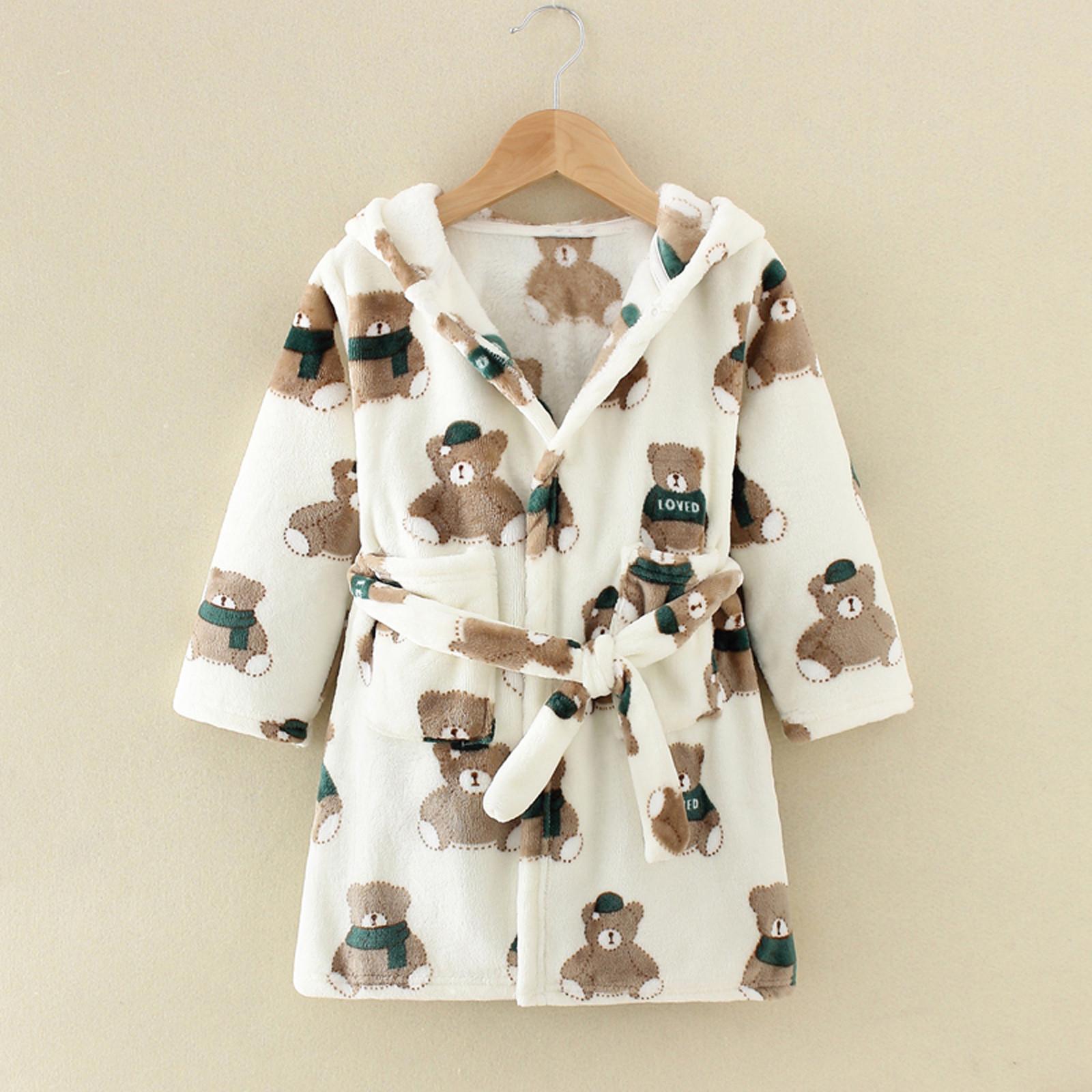 

Sagit Toddler Baby Boys Girls Товстий теплий фланелевий халат піжама з капюшоном 140 зелений