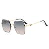 Frameless Trimmed Anti-Ultraviolet Sunglasses Women'S Large Frame Retro Gradual Change Piece Sunglasses
