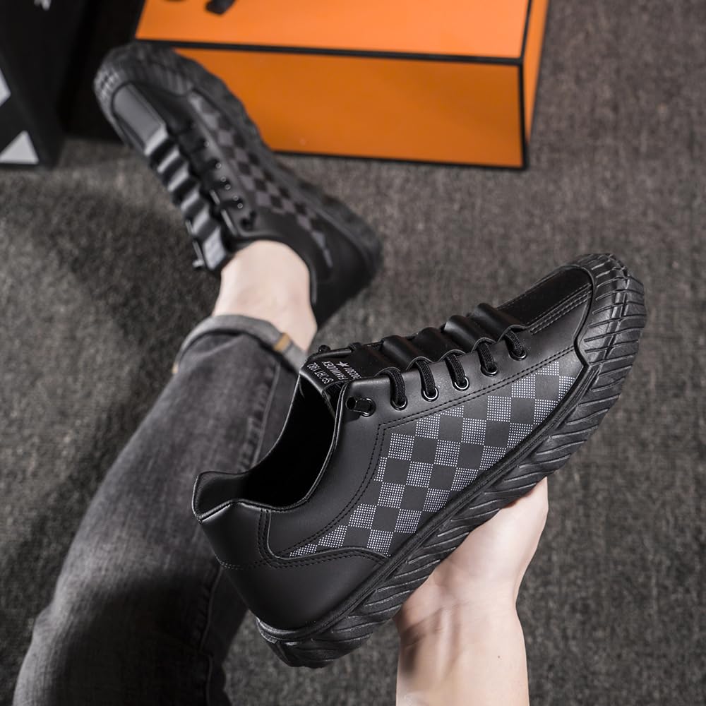 FleurUneffe S81 White Block Check Cool Hip Dance Size Men's Sneakers, Low-Top Pattern, Stylish, Popular, Fall/Winter Shoes, Streetwear, Hop, (S81 cm)