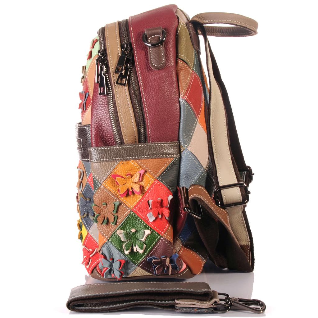 Damen Leder Patchwork Rucksack – Einzigartig und Stilvol