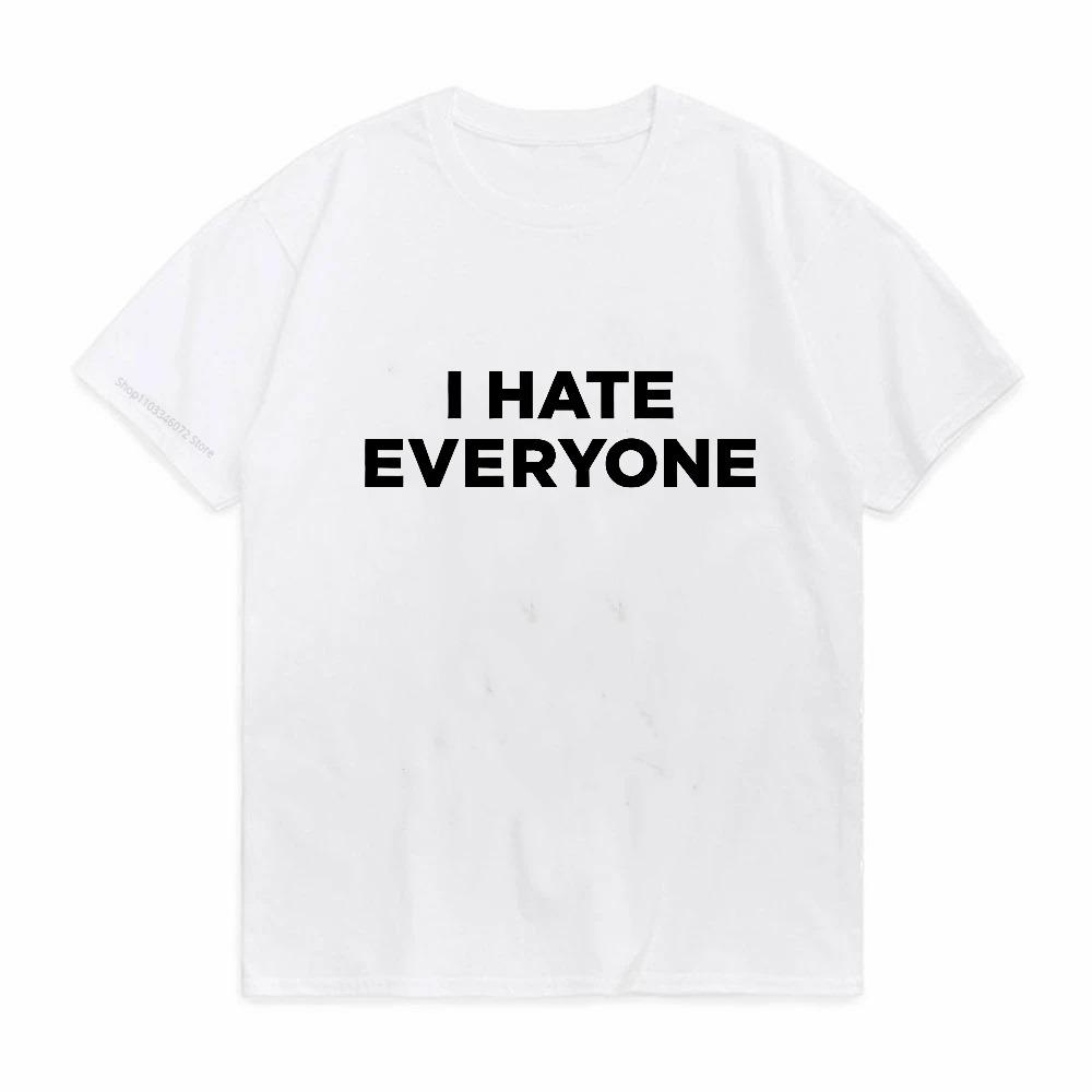 Nienawidzę Wszystkich Listy Retro Harajuku Vintage Oversize T-shirt Uliczny Letni Krótki Rękaw Codzienne Damskie Koszulki Ubrania Y2k