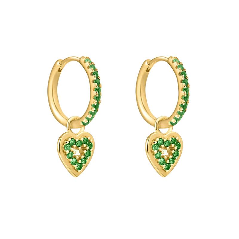 Rainbow Colored Zircon Ear Buckle Set, Love Water Drop Pendant, Small Earrings, Light Luxury and Exquisite Stacked Women's Earrings.