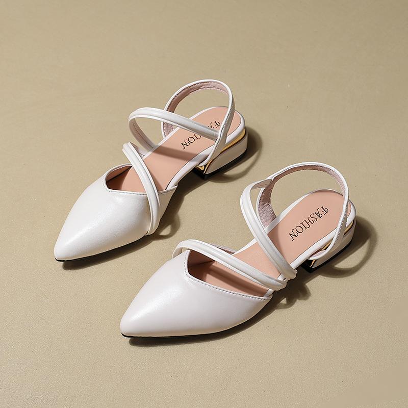 Fashion Shallow Baotou Plus Size Sandals Women's 2025 Spring and Summer New Block Heel High Heels Kitten Heel Pointed Toe Shoes